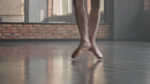 Graceful Ballerina Dancing in Dance Studio