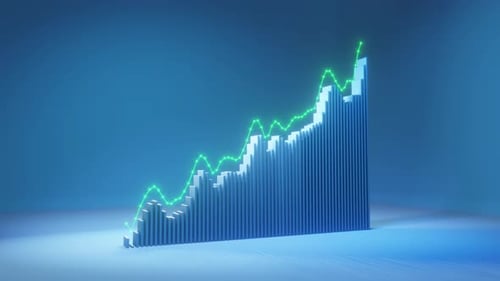 Animated Bar Chart and Glowing Line Graph Data Growth