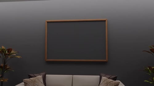 Cinematic Camera Pan Reveals an Image inside Modern Picture Frame