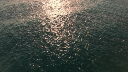 Sunlight reflects on the surface of gentle ocean waves creating a serene and peaceful mood