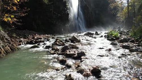 Aerial Creek and Waterfall