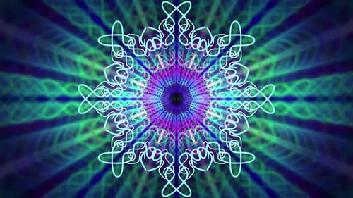 Neon Snowflake Mandala Kaleidoscope Vj Loop Background