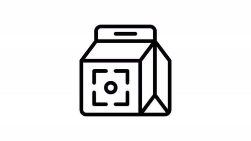 Milk Carton Line Icon Animated with Scan Effect