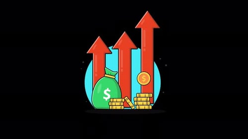 Animated Financial Growth Concept with Money Bag and Coins
