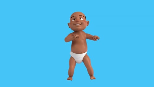 Fun 3D cartoon baby dancing (with alpha channel included)