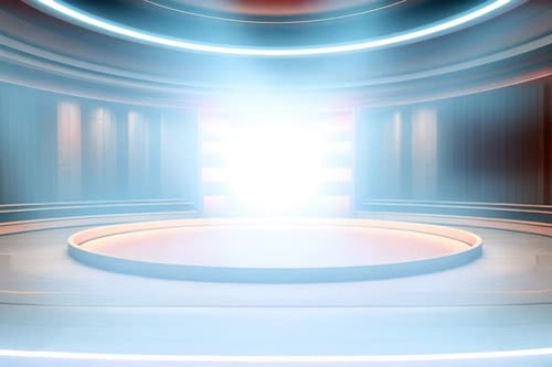 podium Futuristic showcase with platform for product displaying. Empty modern stage display