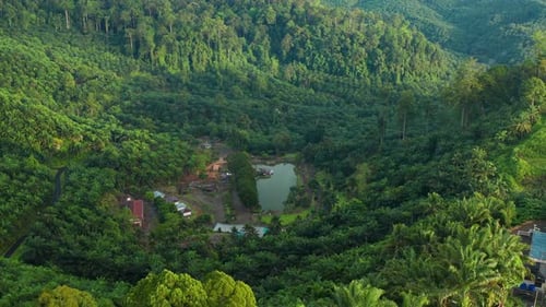 Sunset aerial view of mountain at View Top Resort, Tawau, Sabah