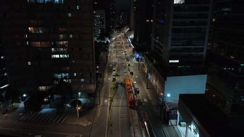 Night Aerial View of City Road and Traffic