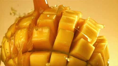 Close Up of a Juicy Mango with Juice