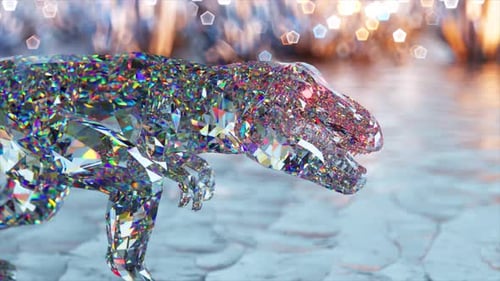 Sparkling Diamond T-Rex Walking Loop Animation
