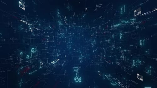 Futuristic Digital Grid Data Flow Animation