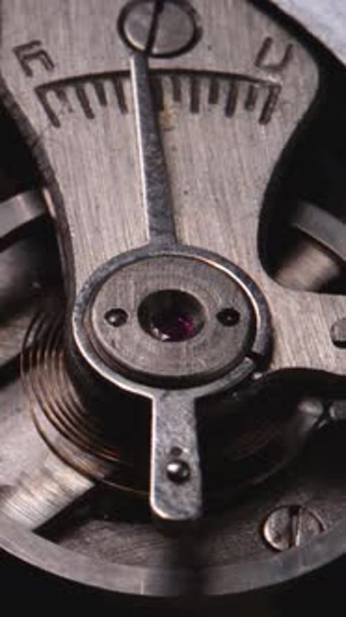 Intricate Mechanical Gears and Springs in Close Up