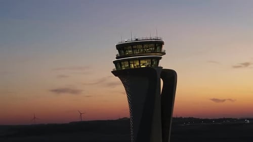 The Tower s Sunset Vigil Watching Air Traffic Control Guiding Planes Home