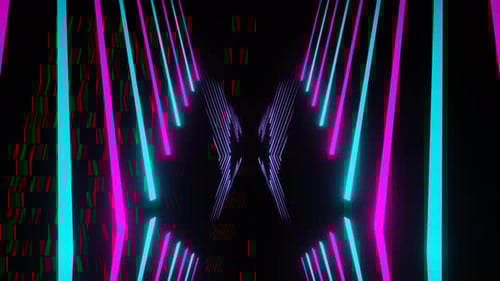 Pink And Cyan Neon Lines Drop In Mirror Corridor Background Vj Loop In 4K