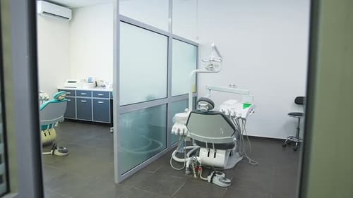 Stomatology clinic professional chair. Dental healthcare equipment.