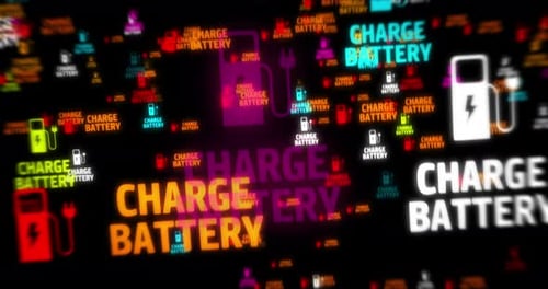 Charge battery symbol tunnel effect fly between