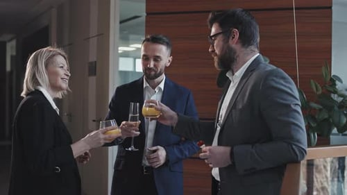Modern Business People Clinking Glasses With Drinks