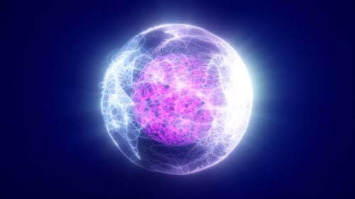 Bright translucent energy sphere with vivid pink core and glowing electric shell