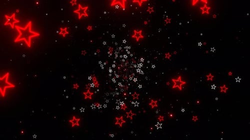 Wunderschöner neonfarbener Sternen-Stream-Hintergrund, VJ Loop in 4K, Weiß und Rot
