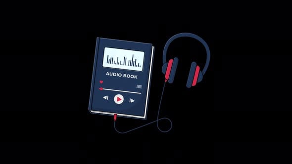 Flat Design Animated Audio Book Player with Headphones, Elements Motion ...