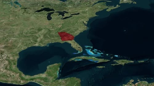 Georgia State Highlight on World Map Animation