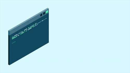 Isometric coding screen animation. Coding programming technology. Programming concept