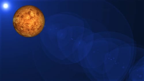 Venus planet animation on space or galaxy and stars milky way, Animation of planet Venus. 1845