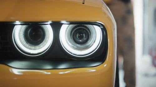 Front Close Up Of Dashcam Lights Turning On, Then Off