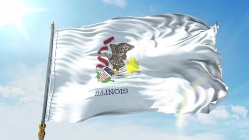 Illinois State Flag Waving Animation