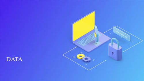 Isometrische Animation der digitalen Datensicherheit und des Schutzes