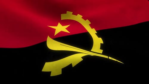 Angolan Flag Waving with Realistic Fabric Texture