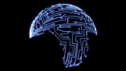 Digital Circuit Board Network Dome Reveal Animation