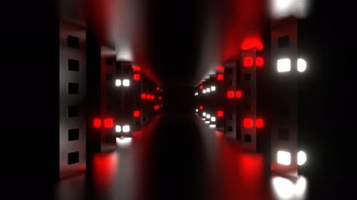 Red And White Return Movement Along Strobe Corridor Background Vj Loop In 4K