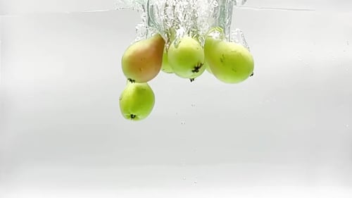 Pears Falling in Water