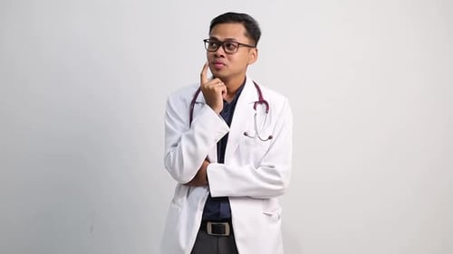Thinking Doctor Got an Idea on White Background