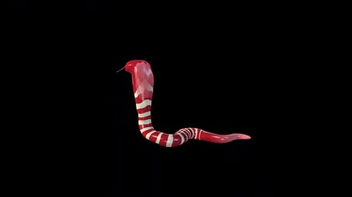 3D Animated Red Striped Snake Flicking Tongue