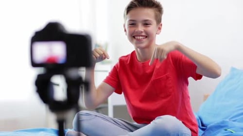 Teenager Video Blogger Recording at Home