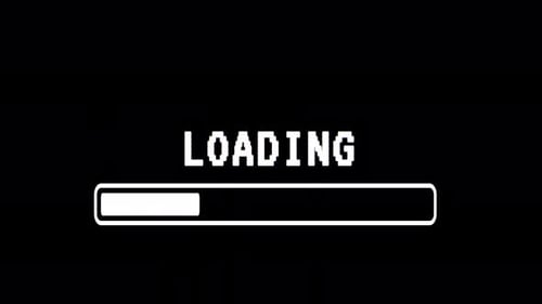 Animation de la barre de chargement avec superposition d'effet Glitch sur fond noir