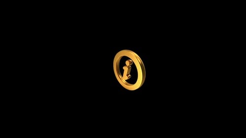 Golden 3D Information Symbol Rotating Animation