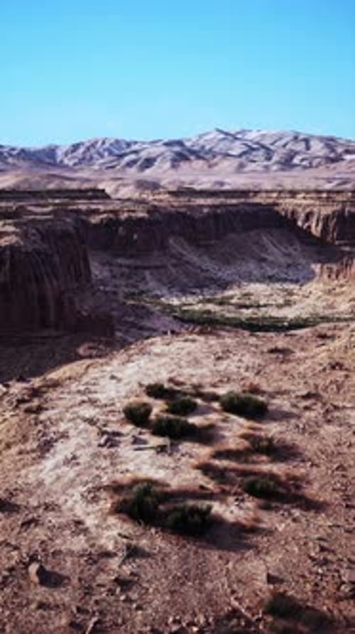 Desert Landscape With Distant Mountains