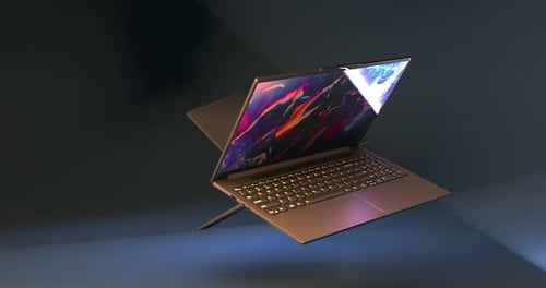 Modern Laptop Screen Reveal Animation with Abstract Display