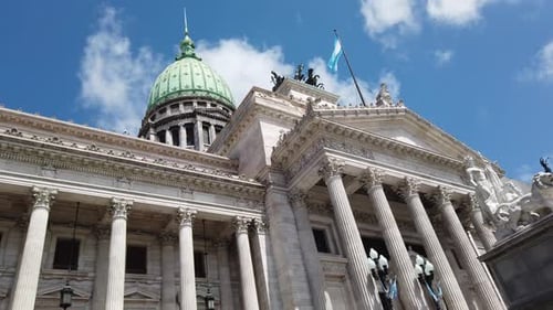 Classical Architecture of Government Building with Green Dome