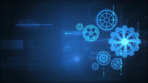 Digitale Getriebe, die rotieren, schaffen einen technologischen Entwicklungshintergrund