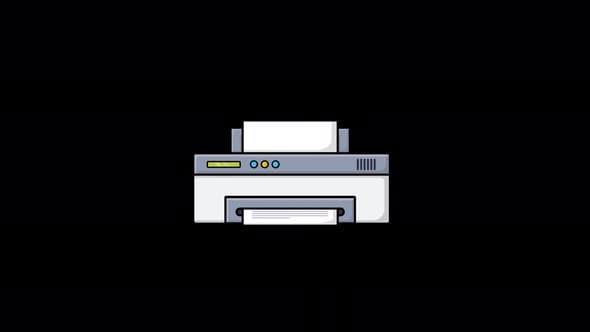 Animated Printer Machine with Paper. Office Object Concept Video ...