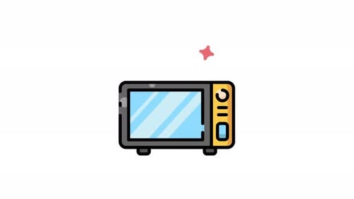 Animated Flat Design Microwave Oven Icon