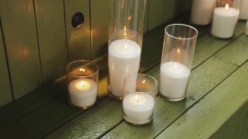 Burning White Candles for Wedding Celebration Ambiance