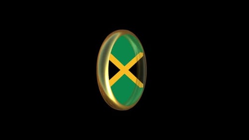 Jamaica Flag 3D Spinning Circle Icon Animation