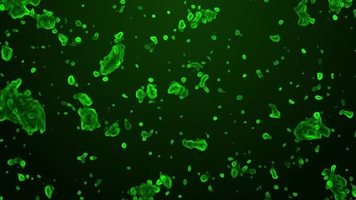 Glowing Green Organic Fluid Cells Abstract Motion Background