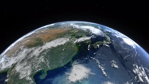 Realistic Rotating Earth View from Space with Stars