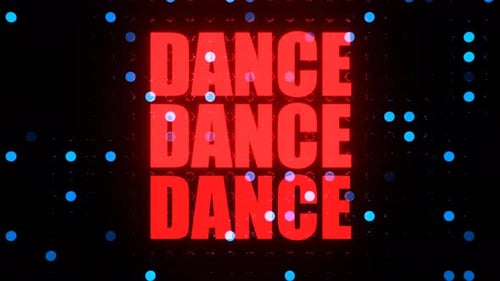 Blue And Red Dance Text On Blinking Led Panel Background Vj Loop In 4K